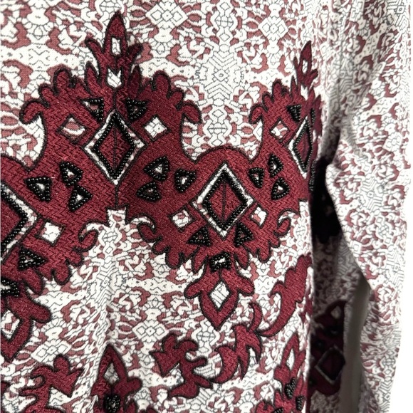 Sundance Neva Tapestry Beaded Top Red White Geometric Women Medium Casual Art - Picture 5 of 7